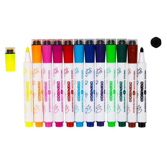 Set carioci cu stampila "Tvetik" 12 culori penar plastic