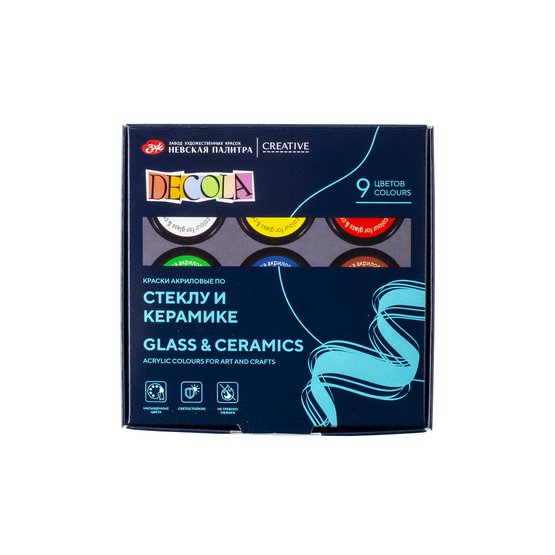 Set acril sticla si ceramica 9 culori 20ml