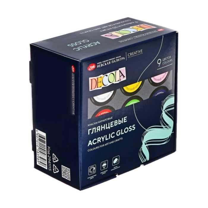 Set acril glant Decola 9 culori 20ml