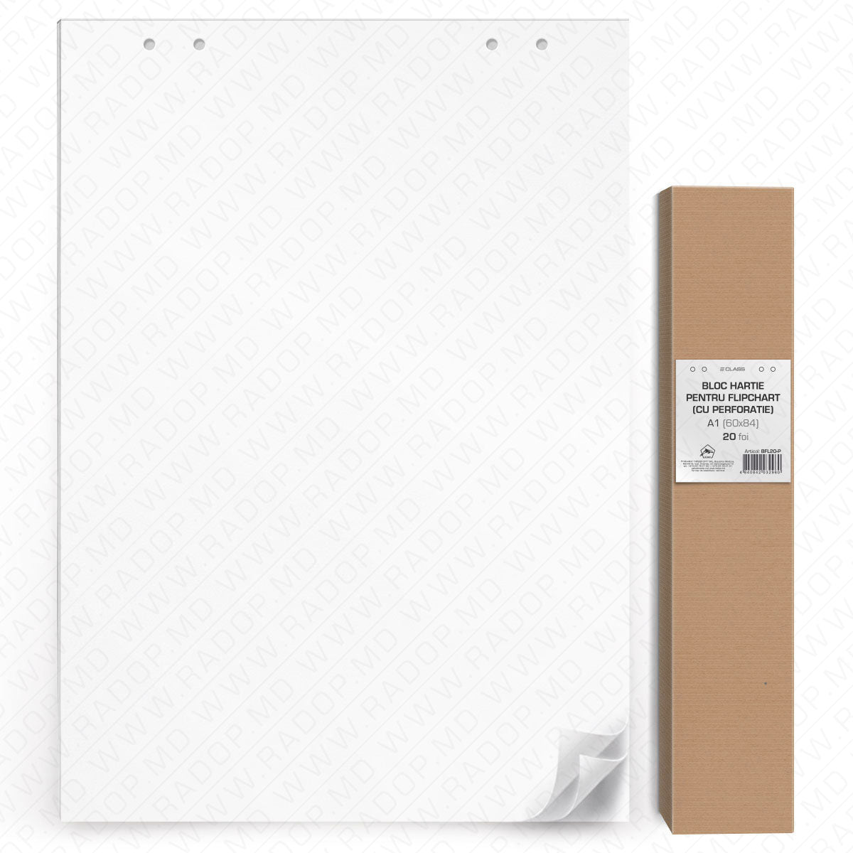 Hartie p-u tabla flipchart A1 (20 foi) cu perforatie BFL20-P