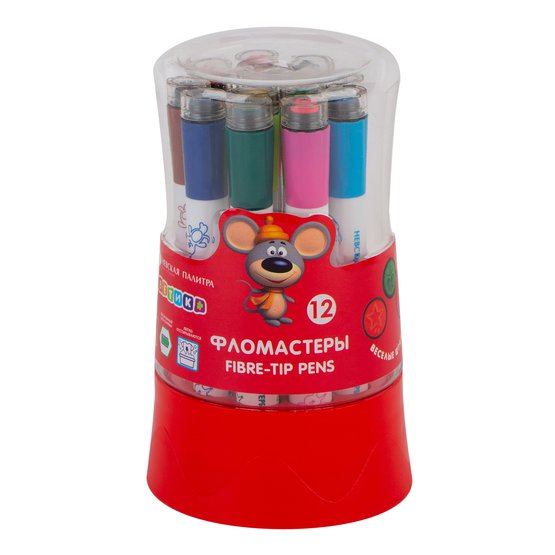 Set carioci cu stampila "Tvetik" 12 culori penar plastic