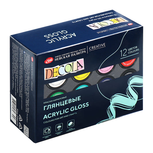Set acril glant Decola 12 culori 20ml