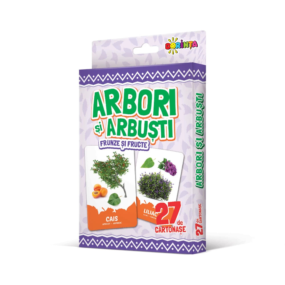 27 de cartonașe. Arbori și arbuști, frunze și fructe