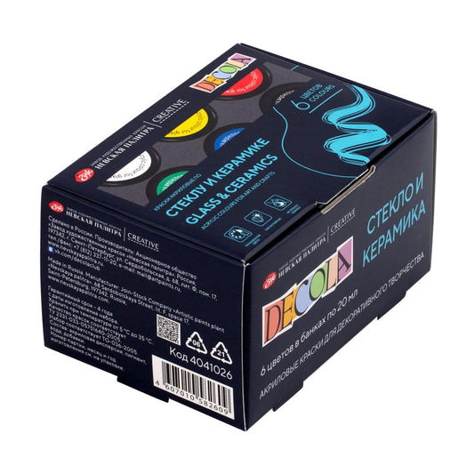 Set acril sticla si ceramica  6 culori 20ml