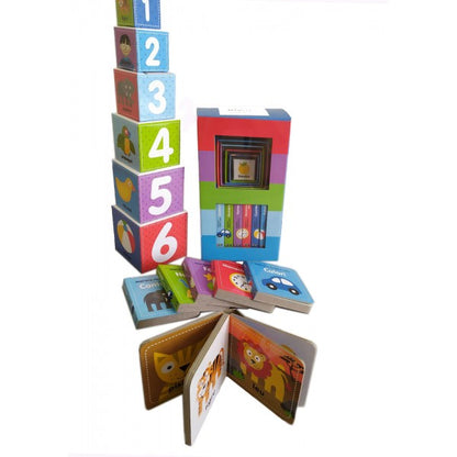 Bebeteca. Bebe invata. Set educativ 6 carti + 6 cuburi