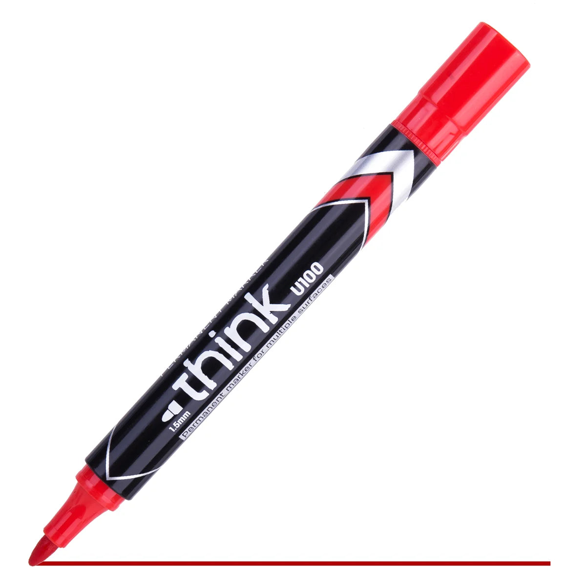 Marker permanent DELI Think, 1.5mm, rosu