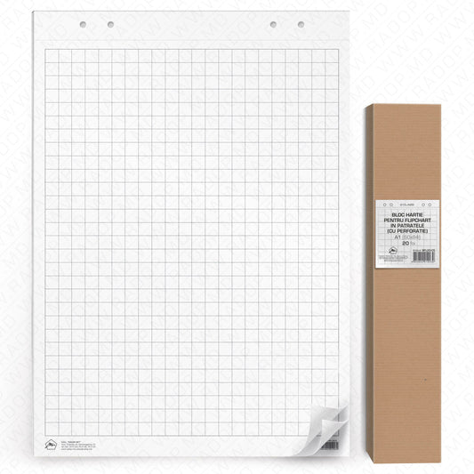 Hartie p-u tabla flipchart A1 (20 foi) patratele cu perforatie BFL20-C5