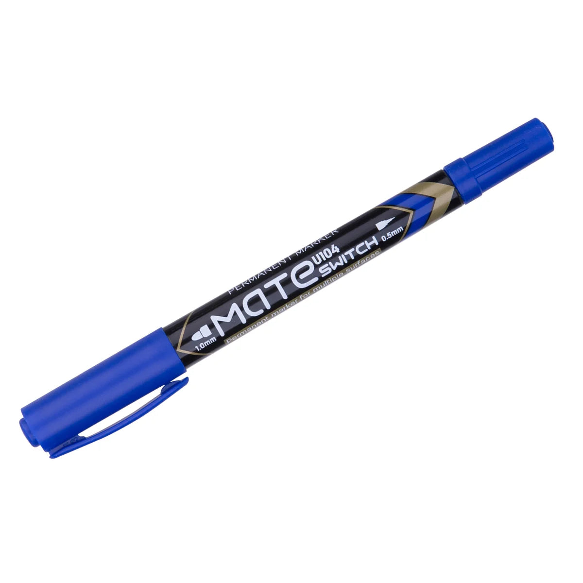 Marker permanent DELI Mate, dublu, 1.0/0.5mm, albastru