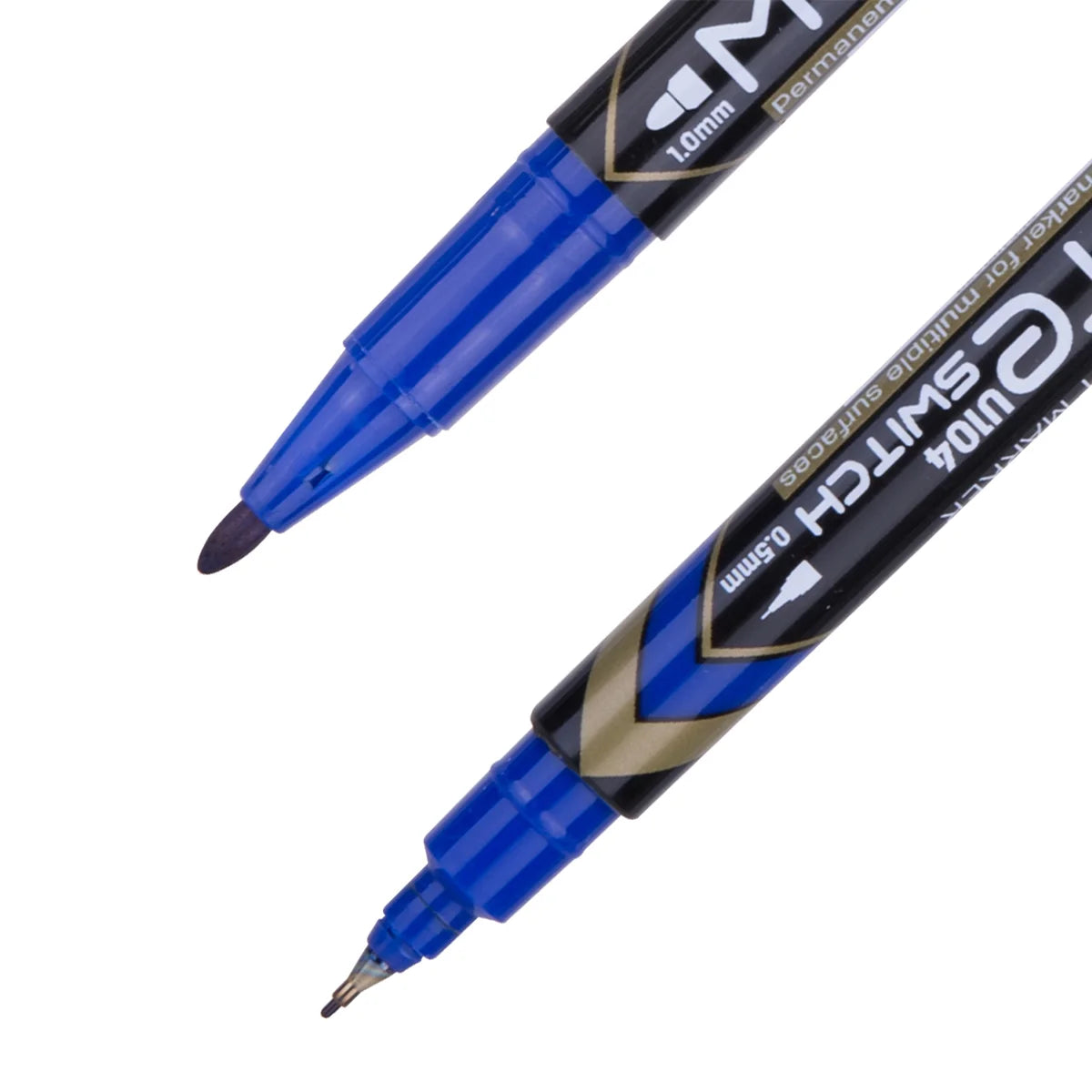 Marker permanent DELI Mate, dublu, 1.0/0.5mm, albastru