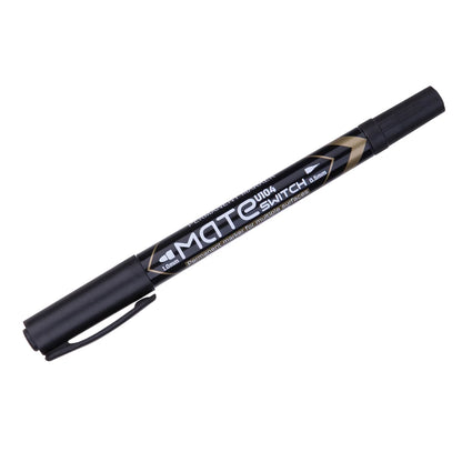 Marker permanent DELI Mate, dublu, 1.0/0.5mm, negru