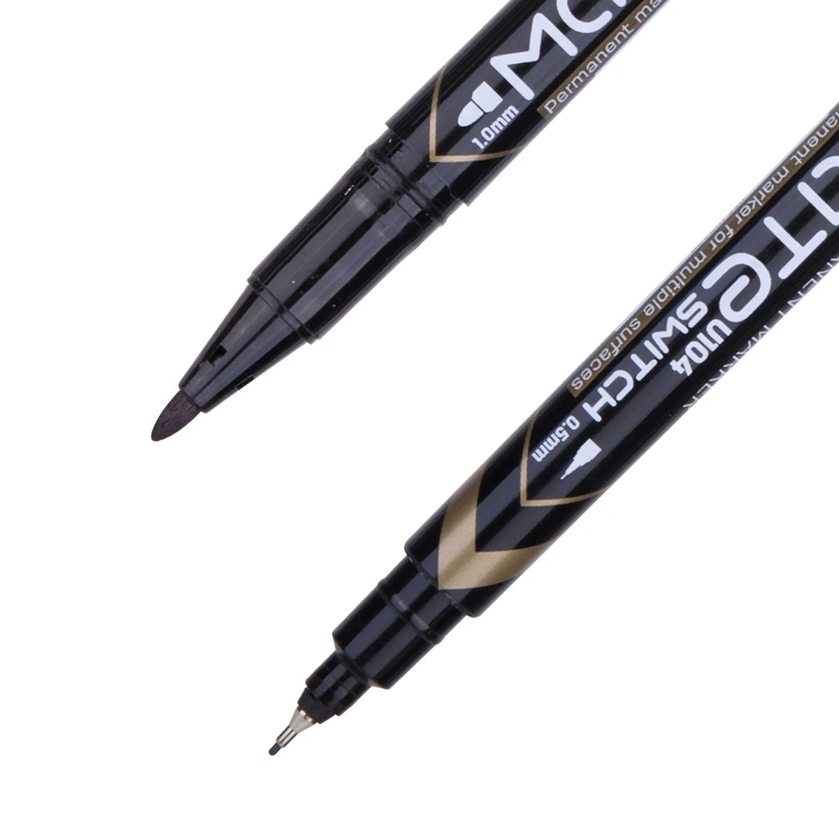 Marker permanent DELI Mate, dublu, 1.0/0.5mm, negru