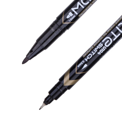 Marker permanent DELI Mate, dublu, 1.0/0.5mm, negru